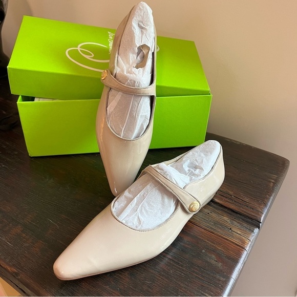 NWT Anthropologie x Sam Edelman Cream Colored Mary Janes Flats 7.5 Leather ivory - Picture 1 of 9